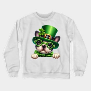 St Patricks Day Peeking French Bulldog Crewneck Sweatshirt